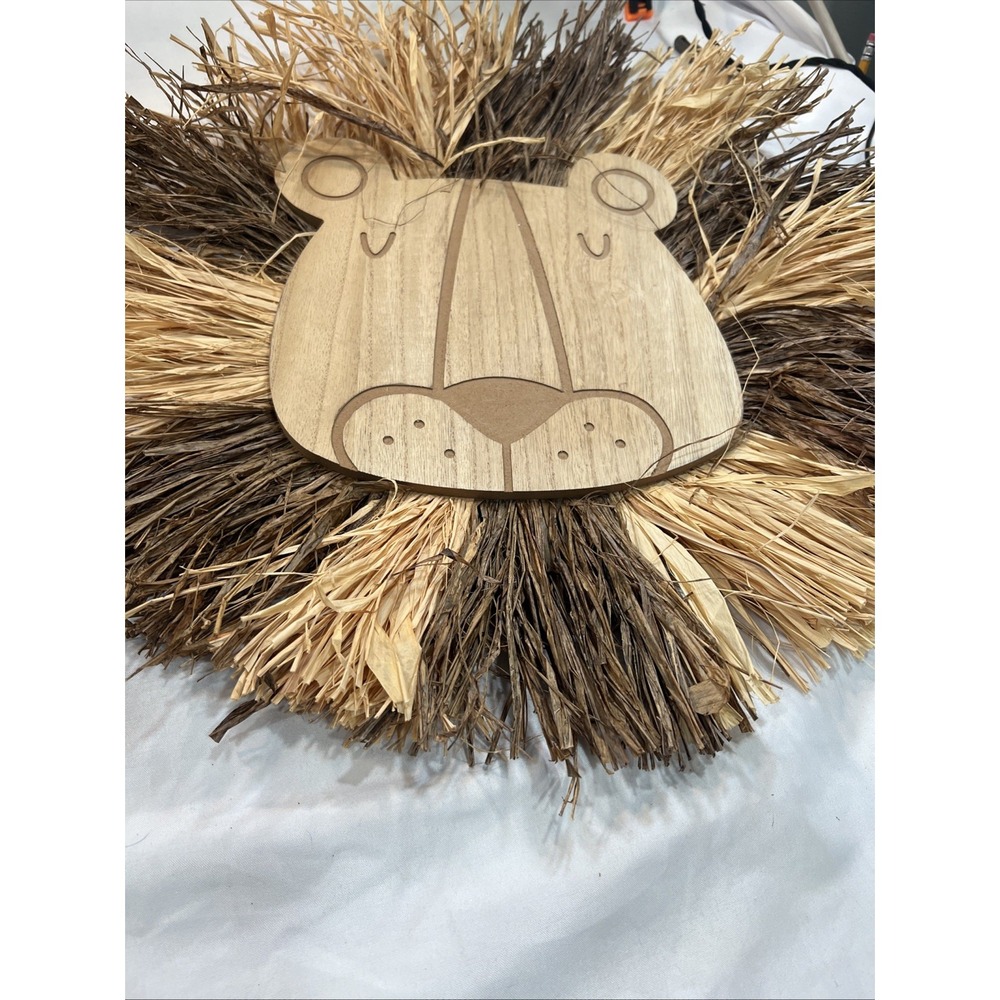 Lion & Giraffe Raffia Wall Decor | Safari Jungle | Nursery | Kids Room | Decor - Picture 2 of 12